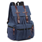 Unisex Leather Canvas Large Backpack Rucksack