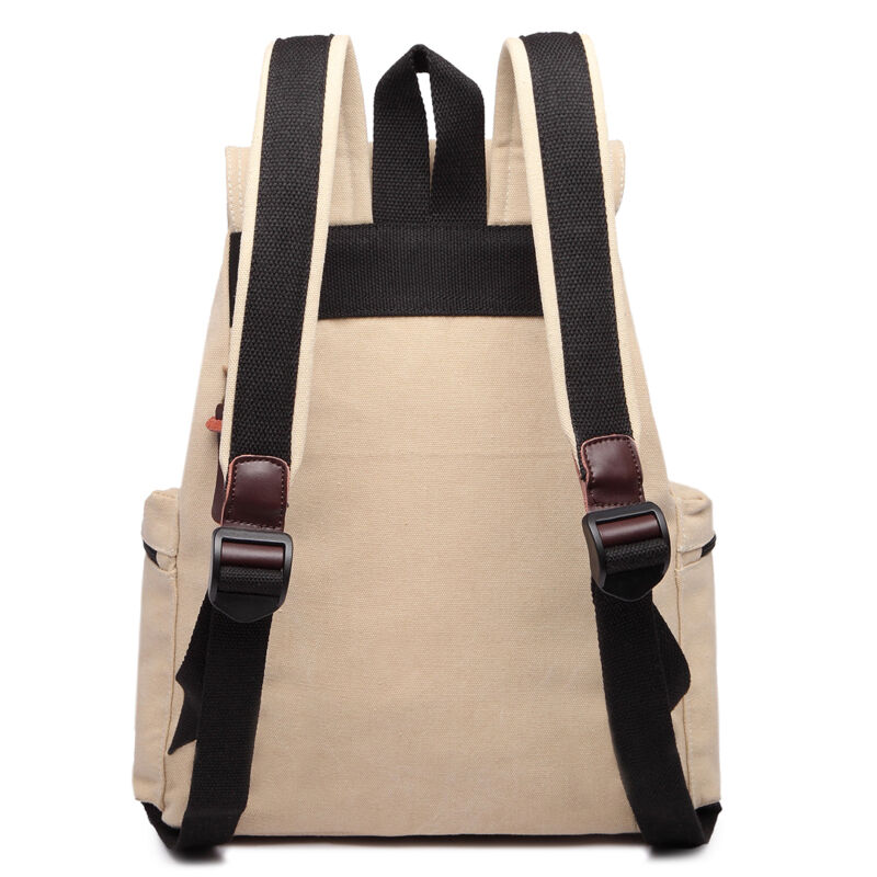 Unisex Leather Canvas Large Backpack Rucksack