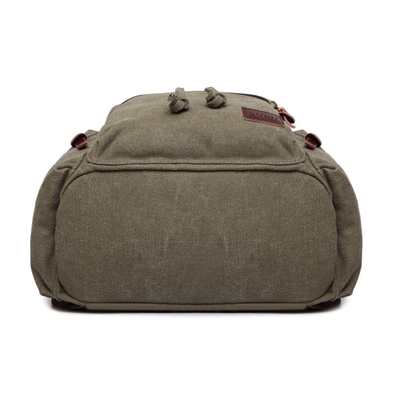 Unisex Leather Canvas Large Backpack Rucksack