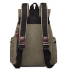Unisex Leather Canvas Large Backpack Rucksack