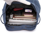 Unisex Leather Canvas Large Backpack Rucksack