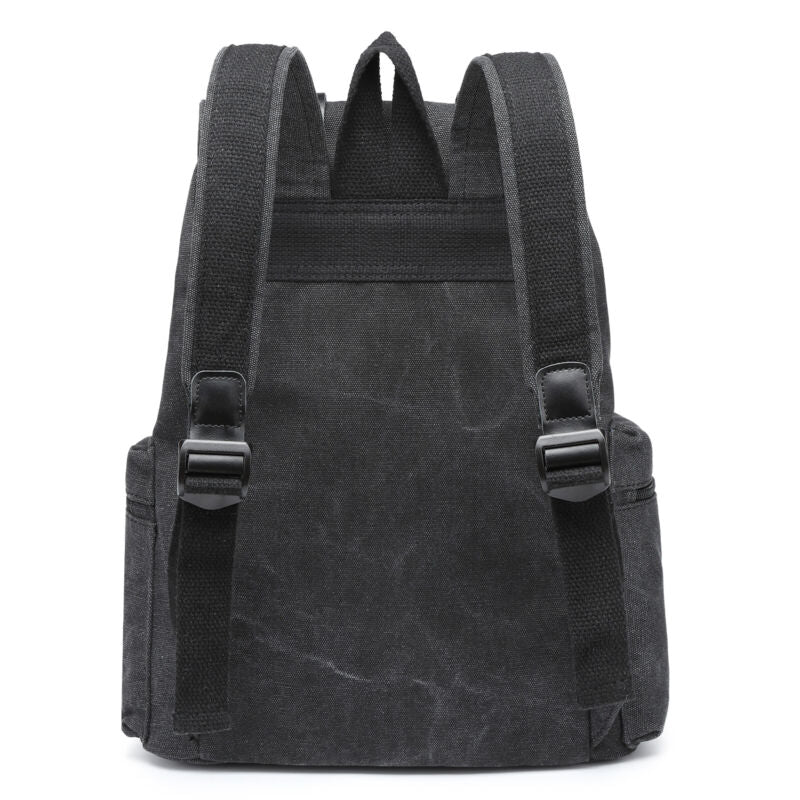 Unisex Leather Canvas Large Backpack Rucksack