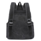 Unisex Leather Canvas Large Backpack Rucksack