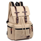 Unisex Leather Canvas Large Backpack Rucksack