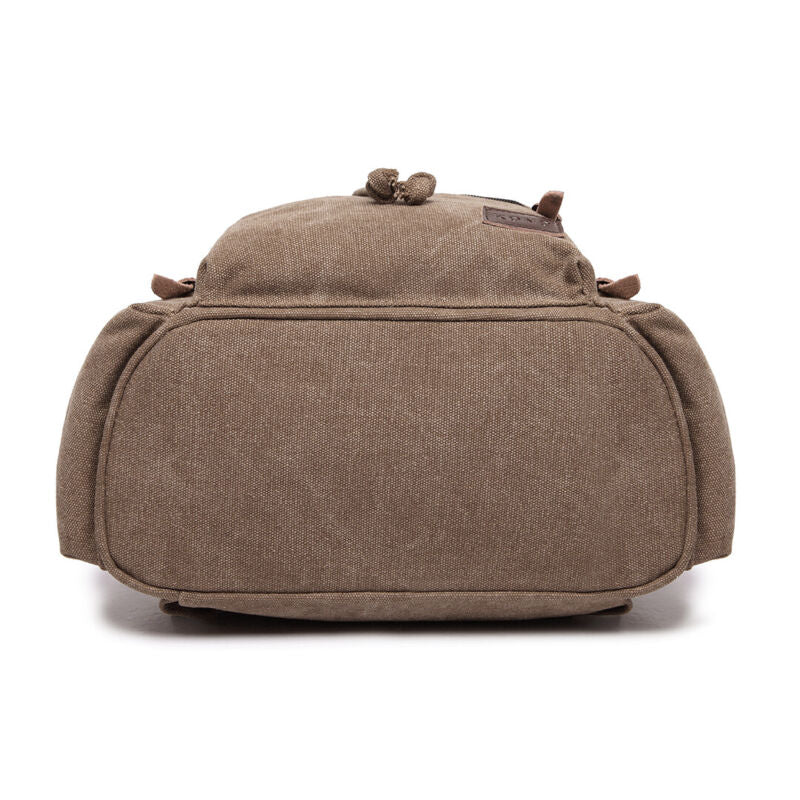 Unisex Leather Canvas Large Backpack Rucksack