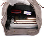 Unisex Leather Canvas Large Backpack Rucksack