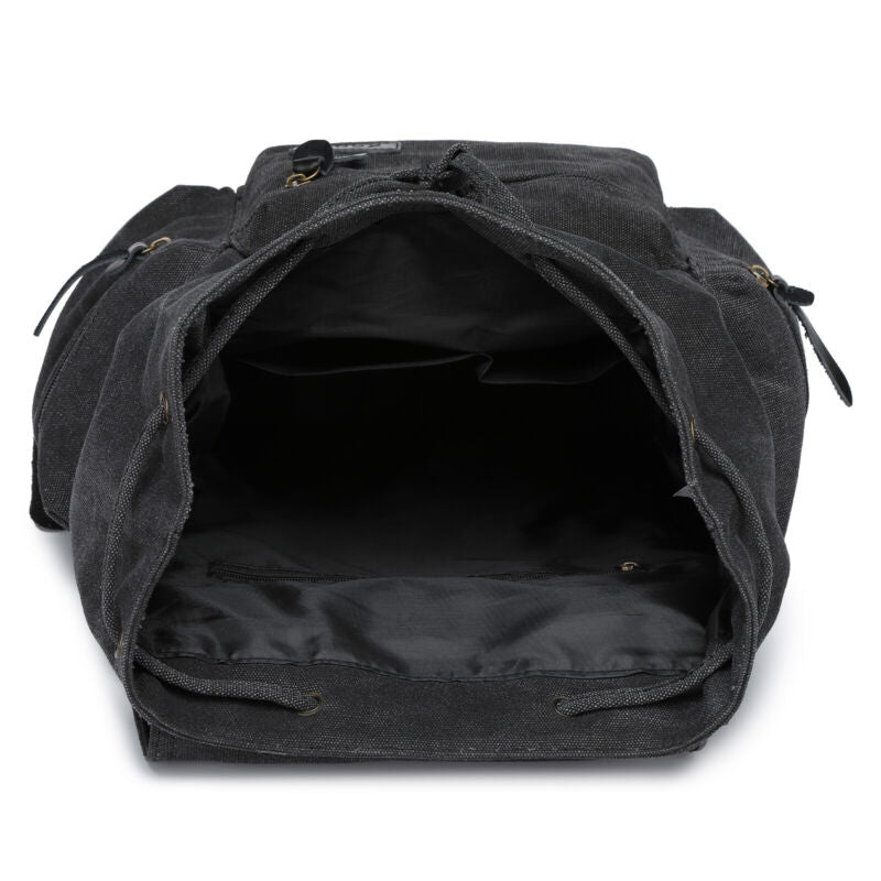 Unisex Leather Canvas Large Backpack Rucksack