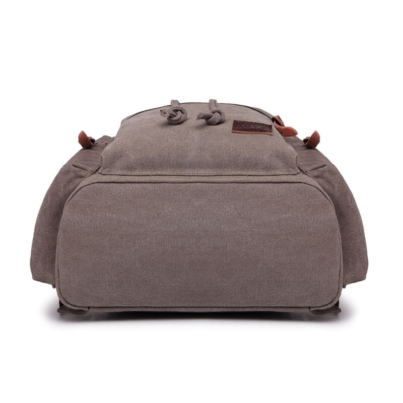 Unisex Leather Canvas Large Backpack Rucksack