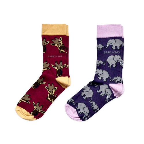 Bare Kind Safari Giants 2 Pack Bamboo Sock Set
