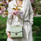Zatchels Sage Green Sugarcube handbag model view