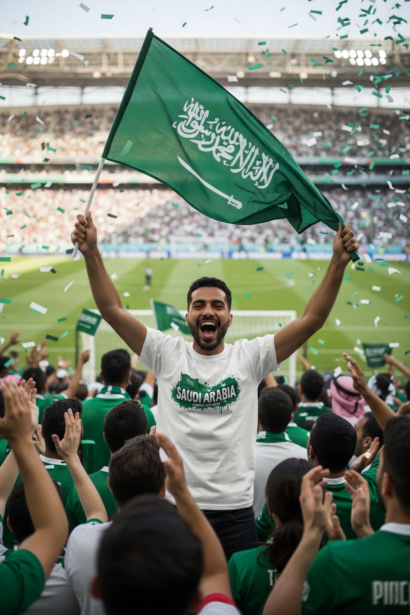 Saudi Arabia World Cup 2026 T-Shirt - Bold Graffiti Flag Design by StayClothed.com