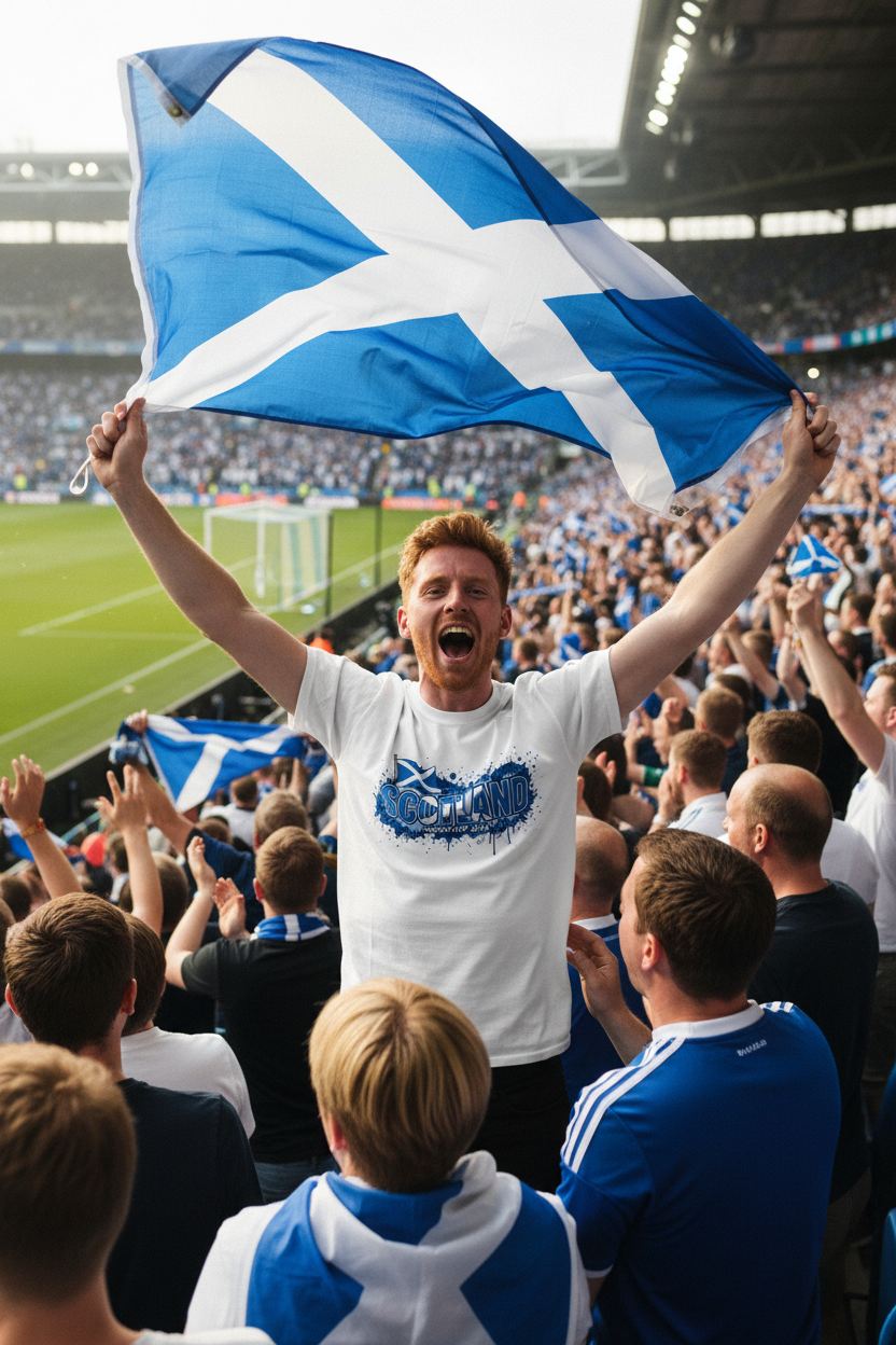 Scotland World Cup 2026 T-Shirt - Bold Graffiti Flag Design by StayClothed.com