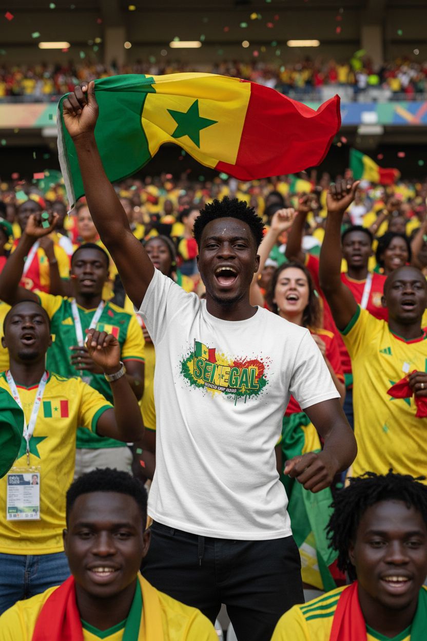 Senegal World Cup 2026 T-Shirt - Bold Graffiti Flag Design by StayClothed.com