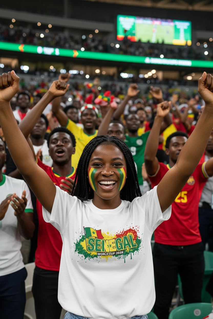 Senegal World Cup 2026 T-Shirt - Bold Graffiti Flag Design by StayClothed.com