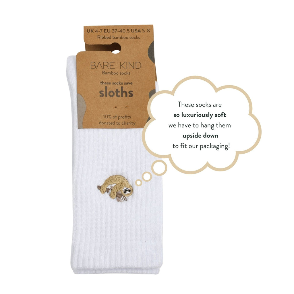 Bare Kind Save the Sloths Ribbed Bamboo Socks