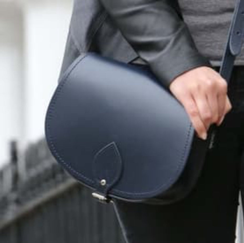 Zatchels Navy Handmade Leather Saddle Bag