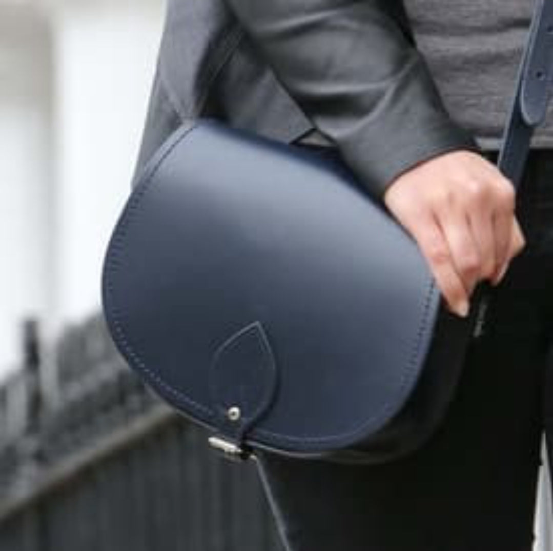 Zatchels Navy Handmade Leather Saddle Bag