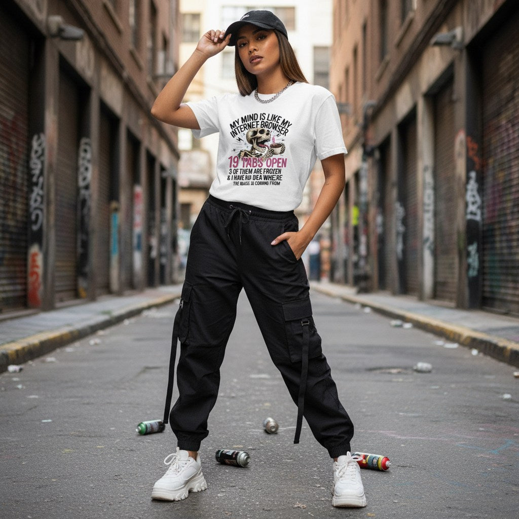 South Asian woman in streetwear clothing