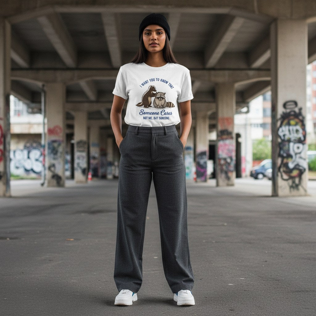 South Asian woman in urban streetwear standing against a color-filled graffiti wall.