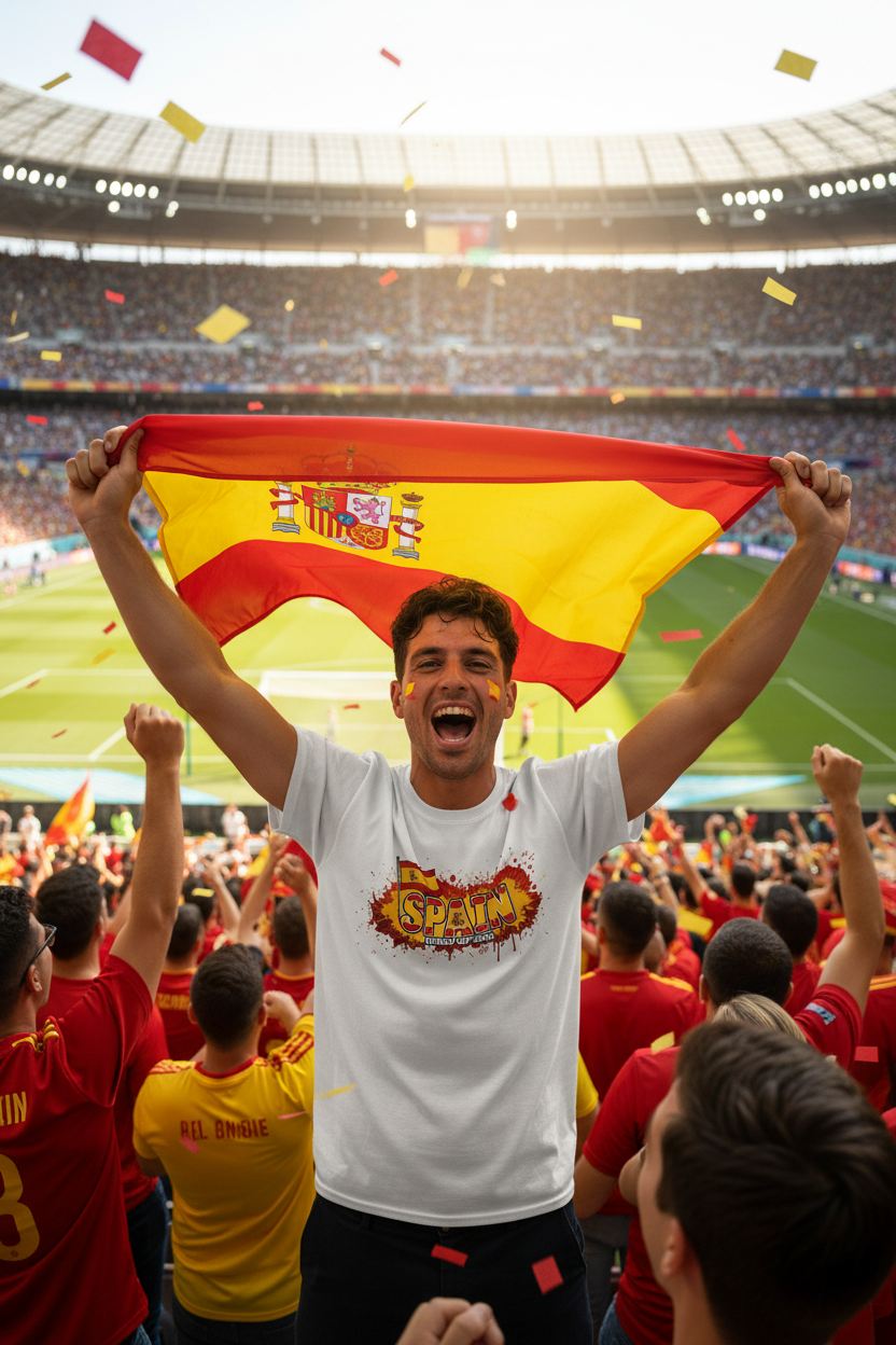 Spain World Cup 2026 T-Shirt - Bold Graffiti Flag Design by StayClothed.com