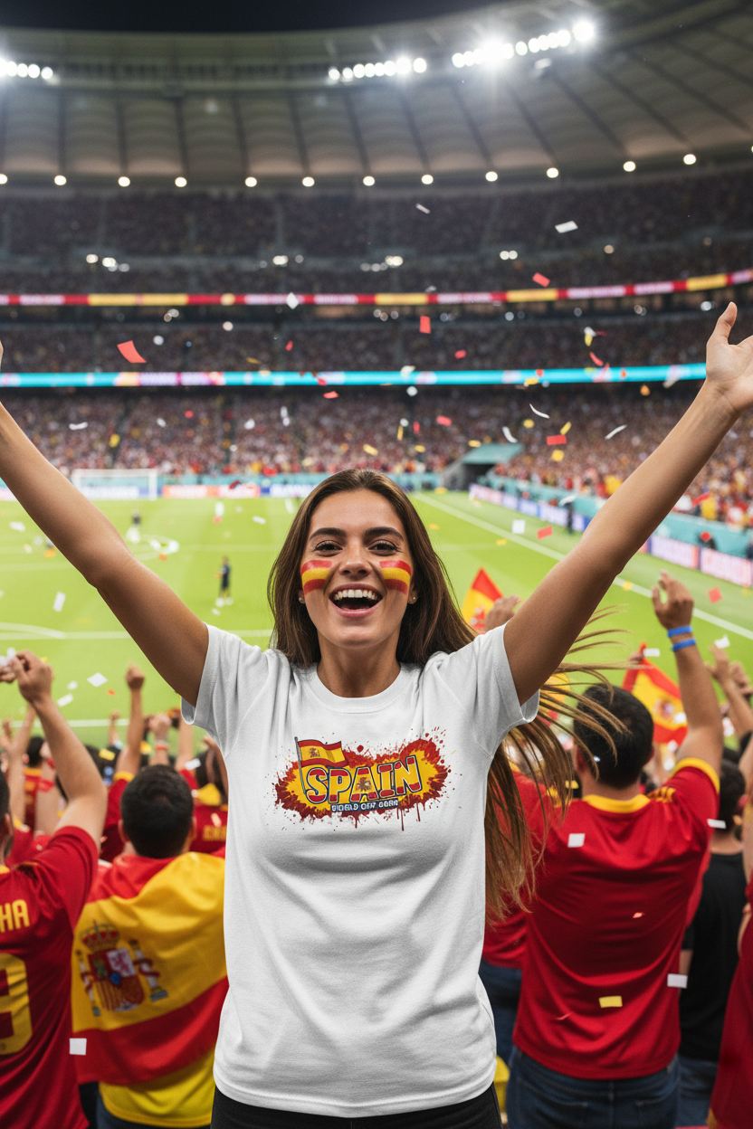 Spain World Cup 2026 T-Shirt - Bold Graffiti Flag Design by StayClothed.com
