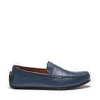 Hugs & Co Mens Tyre Sole Penny Driving Loafers French Navy Leather