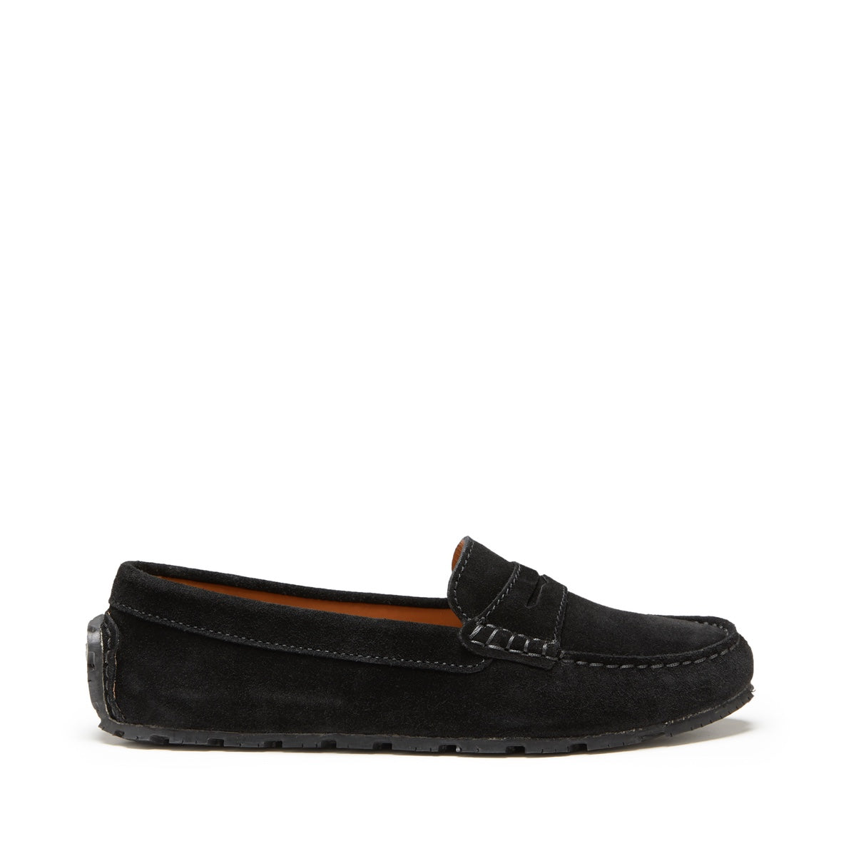 Hugs & Co Womens Tyre Sole Penny Loafers Black Suede