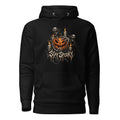 Front view of a Black hoodie with a grinning jack-o'-lantern, ghosts, skeletal hands, candles, and distressed “STAY SPOOKY” lettering.
