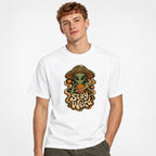 Alien t shirt in White worn by a studio model in an upper-body front relaxed pose on a clean white background
