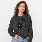 Stay You t shirt in Dark Grey Heather worn by a studio model in an upper-body three quarter right pose on a clean white background