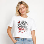 Stay You t shirt in White worn by a studio model in an upper-body front relaxed pose on a clean white background