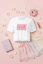 Soft Mode Pink Bubble Crop Top flat lay styled with blush pink accessories