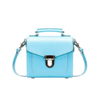 Zatchels Pastel Baby Blue Sugarcube Leather Handbag front view