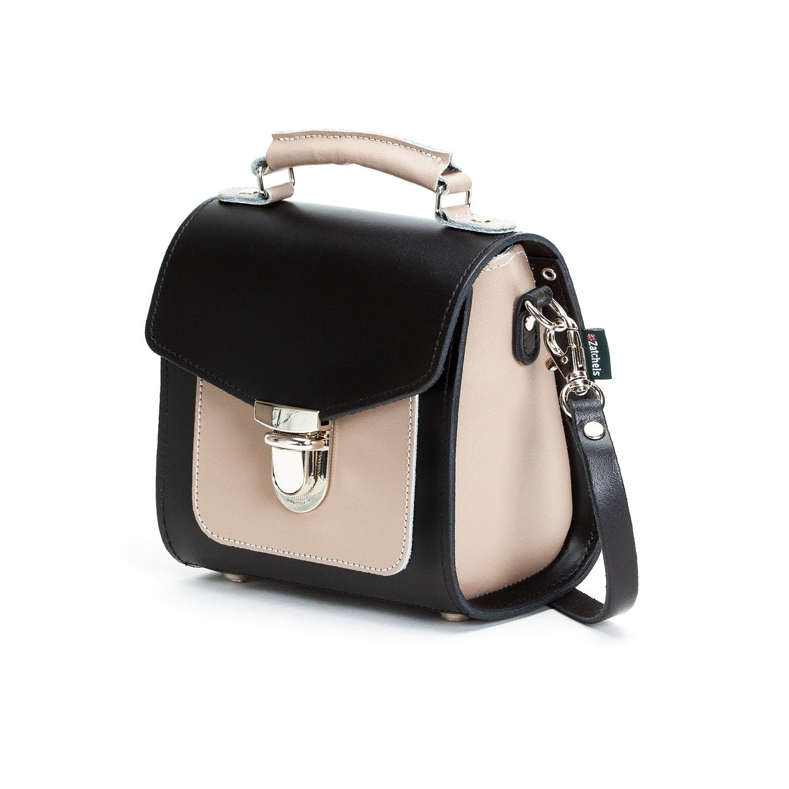 Zatchels Cafe Noir Sugarcube leather handbag side view
