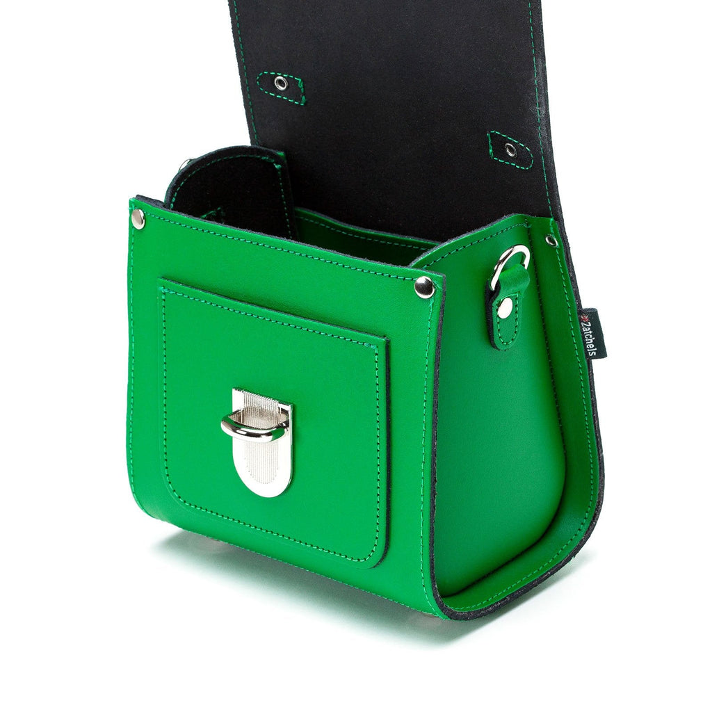 Zatchels Green Sugarcube leather handbag detail view