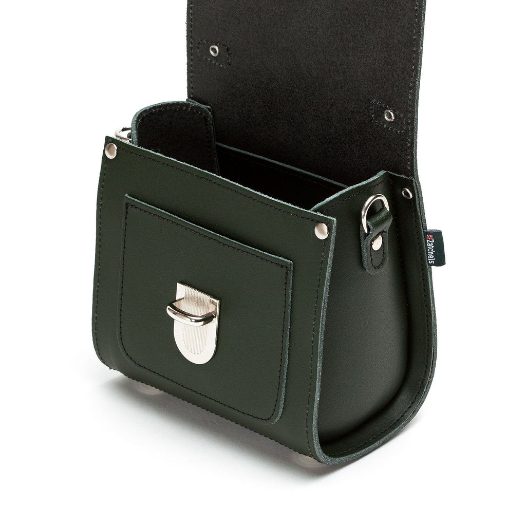 Zatchels Ivy Green Sugarcube leather handbag detail view