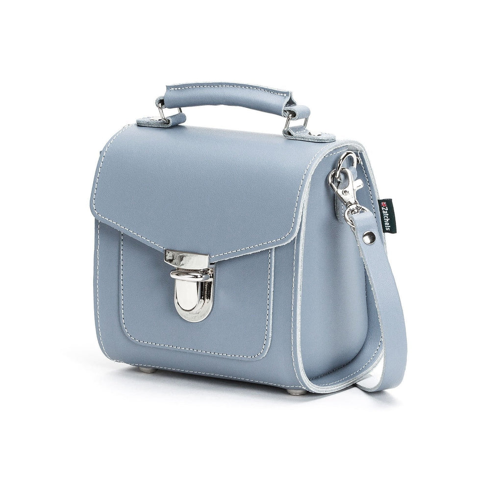 Zatchels Lilac Grey Sugarcube leather handbag side view