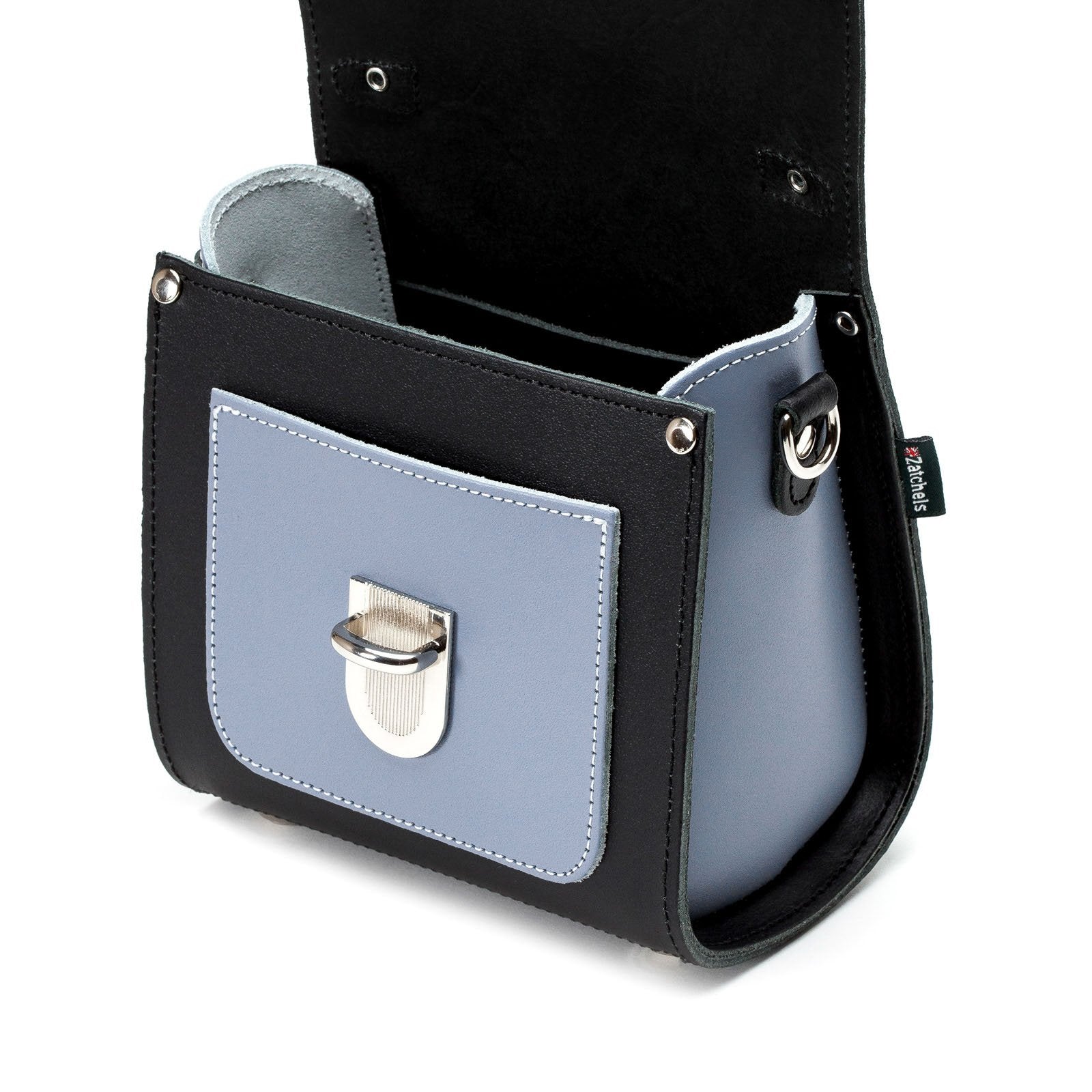 Zatchels Mocha Mauve Sugarcube leather handbag detail view