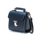 Zatchels Navy Sugarcube leather handbag side view
