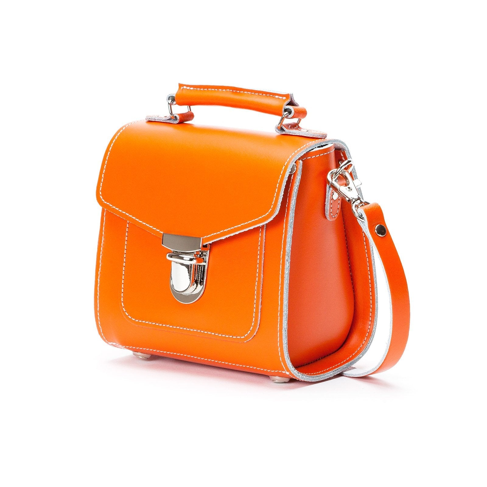 Zatchels Orange Sugarcube leather handbag side view