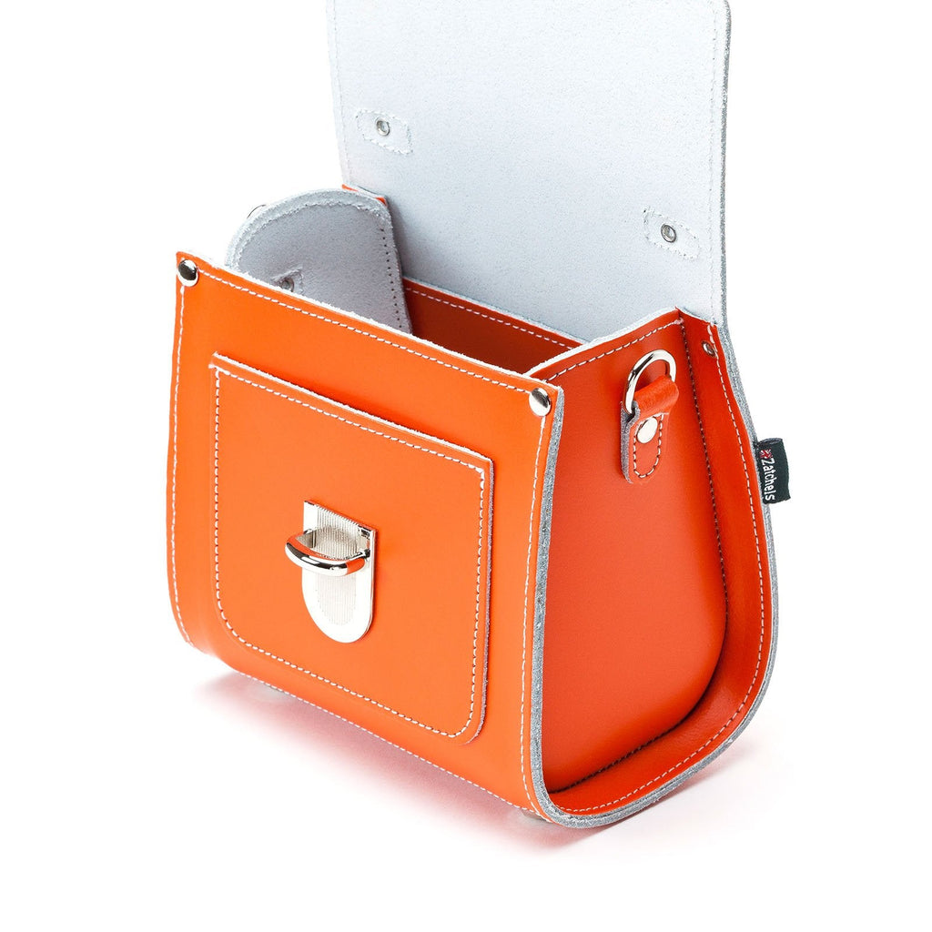 Zatchels Orange Sugarcube leather handbag detail view