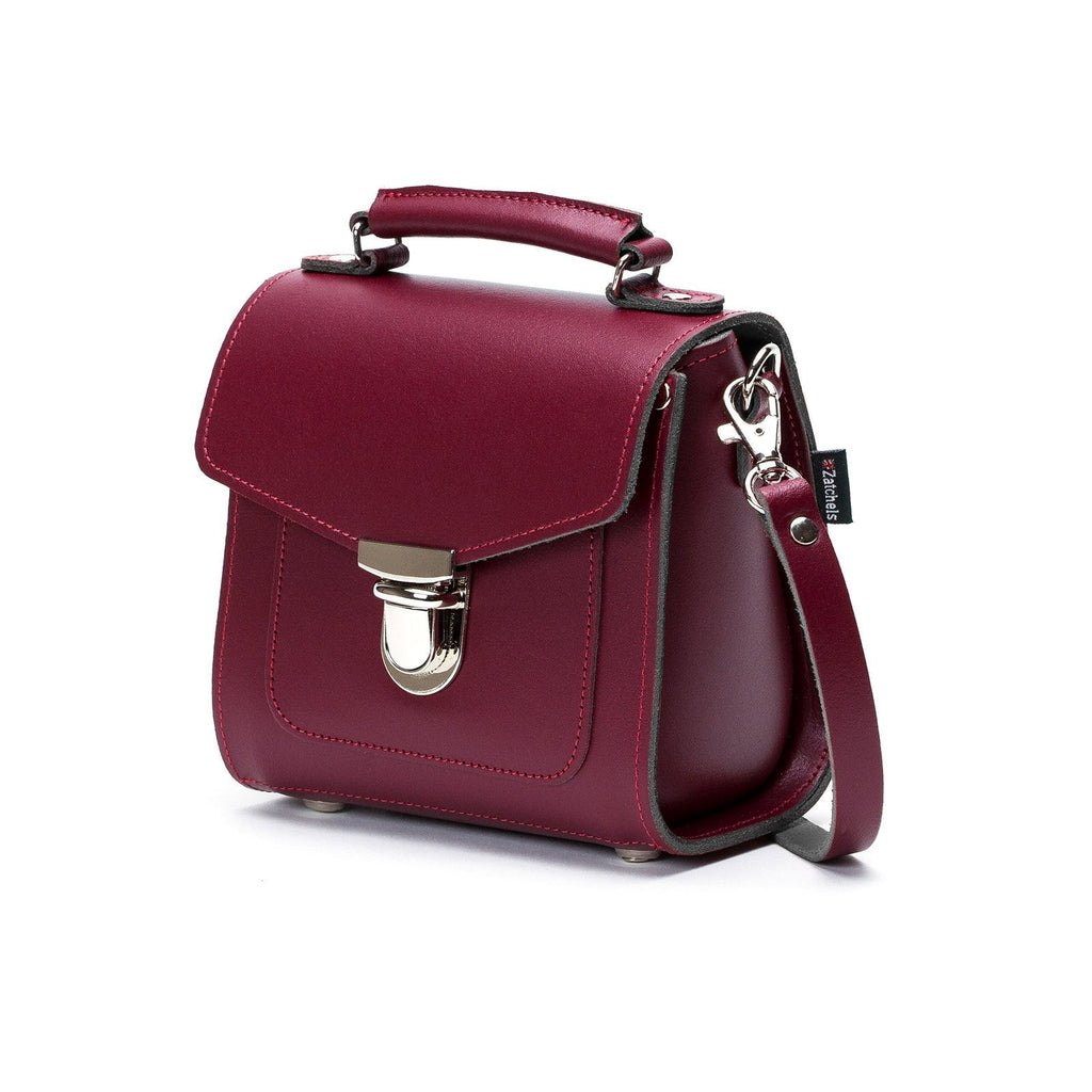Zatchels Oxblood Sugarcube leather handbag side view