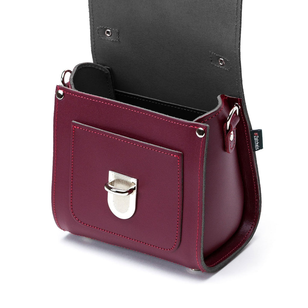 Zatchels Oxblood Sugarcube leather handbag detail view