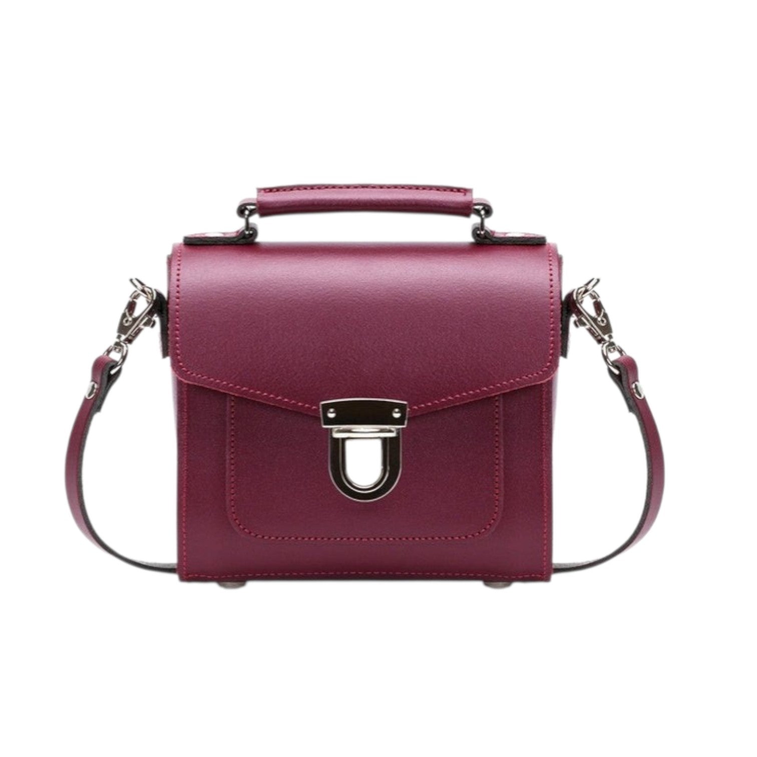 Zatchels Oxblood Sugarcube Handmade Leather Handbag front view