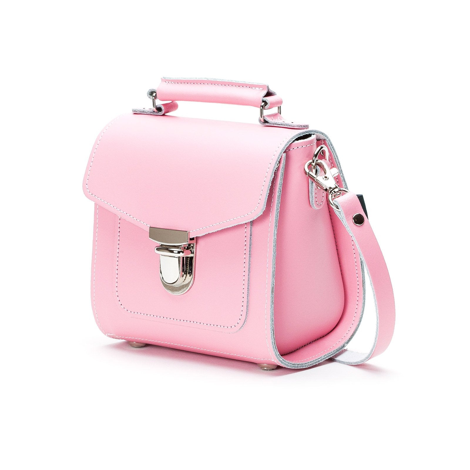 Zatchels Pastel Pink Sugarcube leather handbag side view