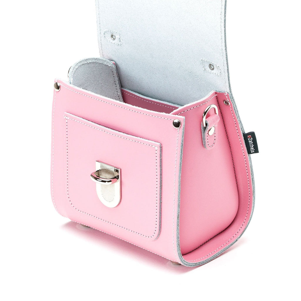 Zatchels Pastel Pink Sugarcube leather handbag detail view