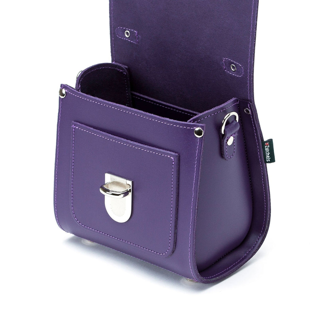 Zatchels Purple Sugarcube leather handbag detail view
