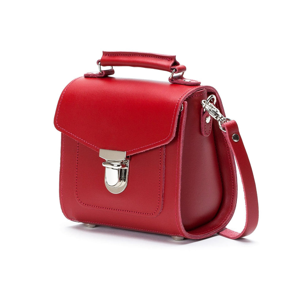 Zatchels Red Sugarcube leather handbag side view