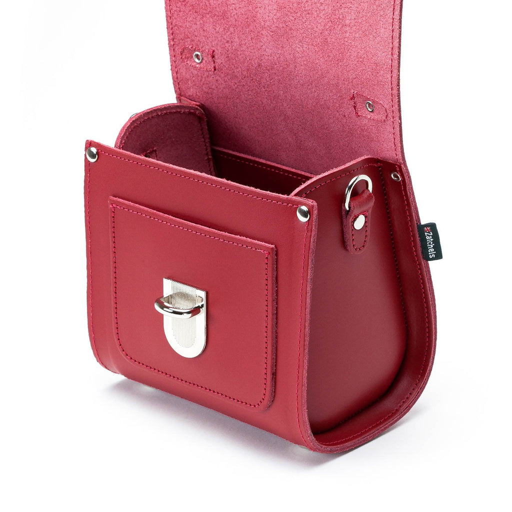 Zatchels Red Sugarcube leather handbag detail view