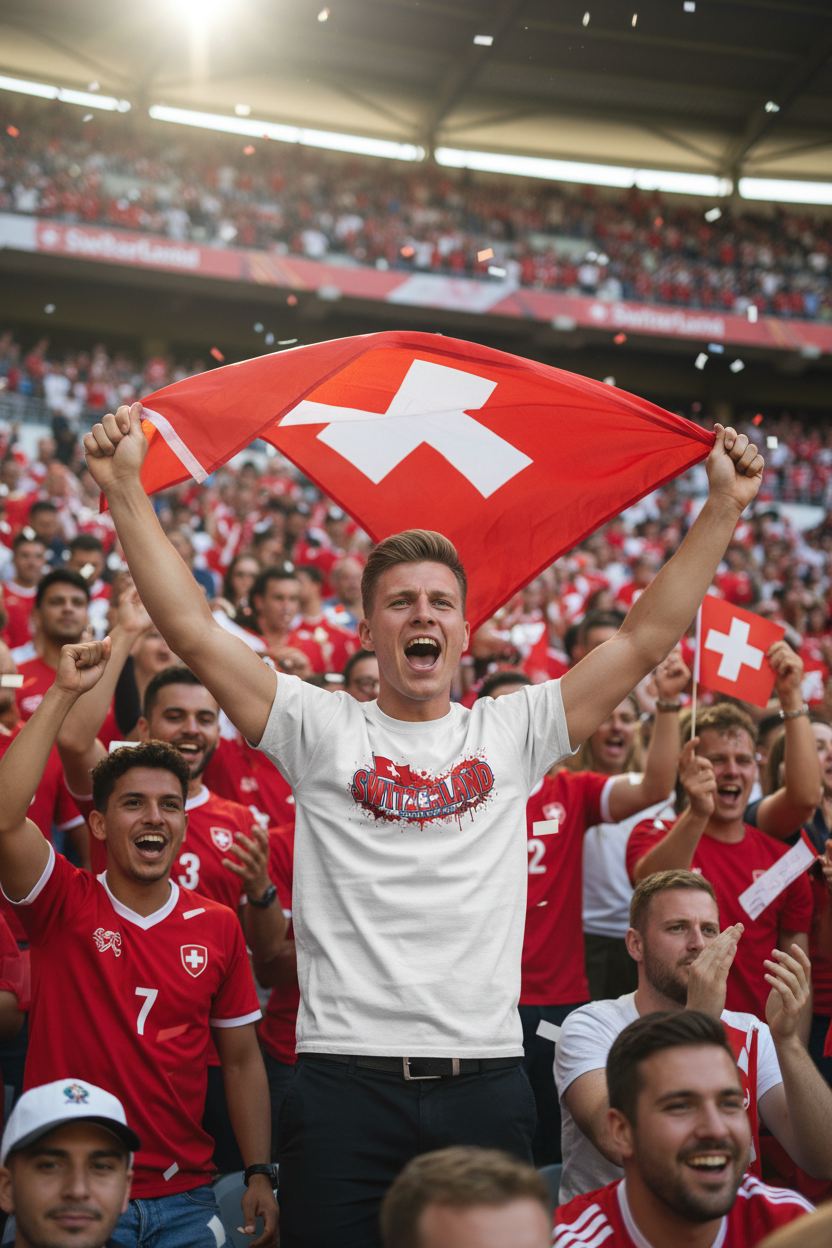 Switzerland World Cup 2026 T-Shirt - Bold Graffiti Flag Design by StayClothed.com